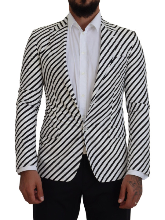 Blazers Elegant White Striped Single Breasted Blazer 1.830,00 € 8052087766432 | Planet-Deluxe