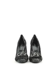 Schwarze Damen Ballerina mit Absatz