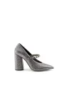 Graue, silberne Damen-Mary-Jane-Schuhe