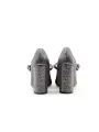 Graue Leder High Heels mit Schleife