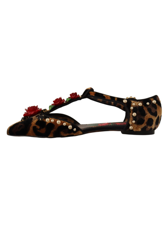 Flat Shoes Floral Embellished Leopard T-Strap Sandals 1.710,00 € 8053286188735 | Planet-Deluxe