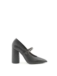 Schwarze Leder Mary Jane Pumps