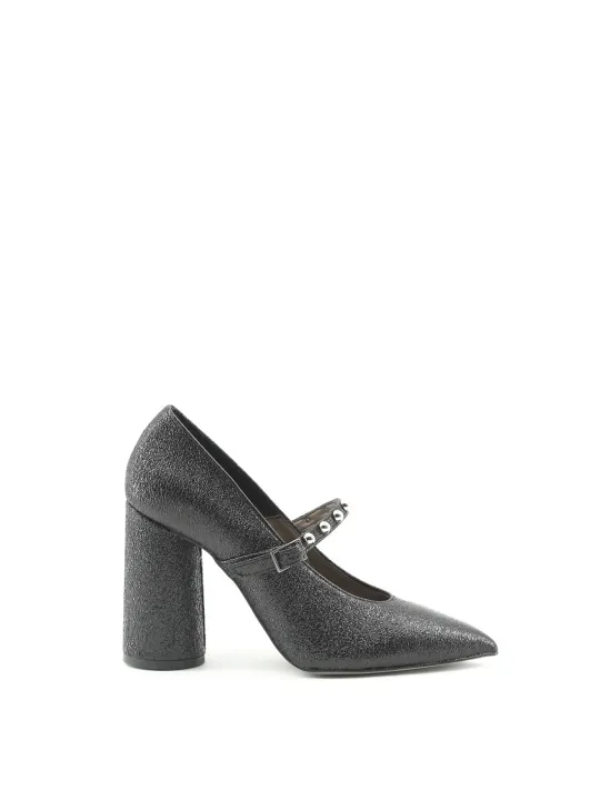 Schwarze Leder Mary Jane Pumps