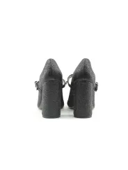 Schwarze Absatzschuhe mit Riemchen und Schleife