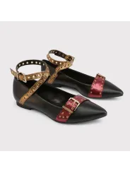 Schwarze Ballerinas mit Goldakzenten