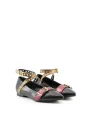 Schwarze Leder Ballerinas mit Schnalle