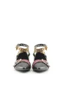 Schwarze Ledersandalen mit Goldakzenten