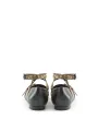 Schwarze Leder Ballerinas mit Verzierungen