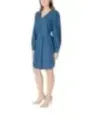 "Ichi Kleider im Sale | Ichi Azurblau V-Ausschnitt Kleid für Frühling/Sommer online kaufen"|Planet-Deluxe