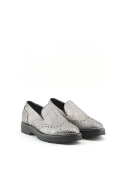 Graue Italienische Damenschuhe aus Leder