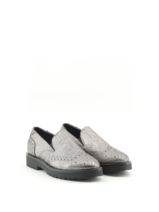 Graue Italienische Damenschuhe aus Leder