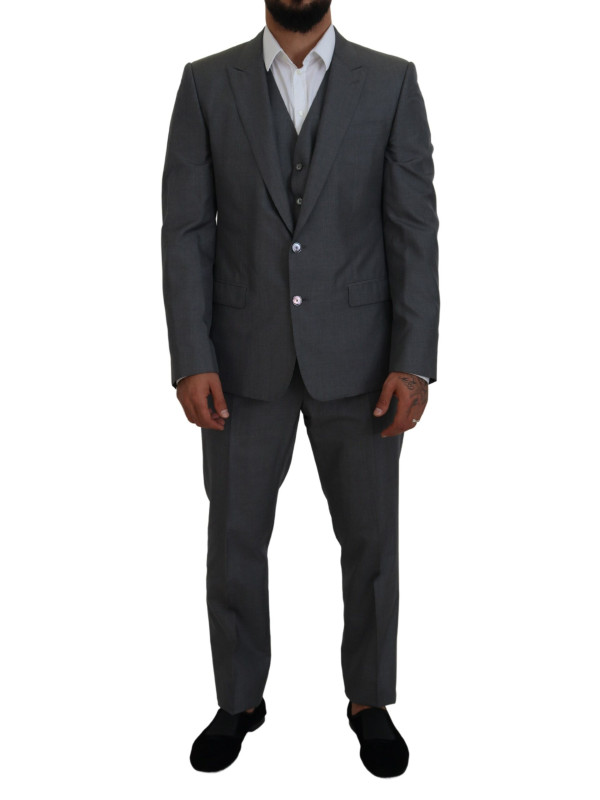Suits Sleek Silver Martini Slim Fit Three-Piece Suit 3.320,00 € 8057001626755 | Planet-Deluxe