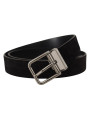 Belts Elegant Black Leather Grosgrain Belt 450,00 € 8058301888409 | Planet-Deluxe