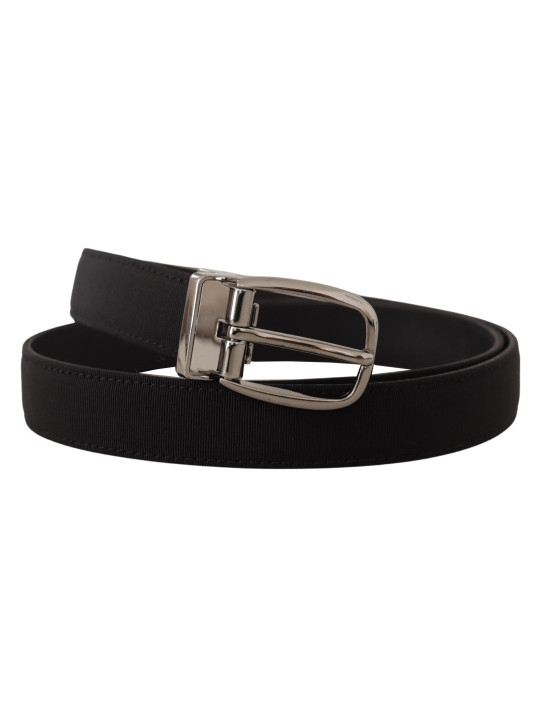 Belts Elegant Grosgrain Leather Belt with Silver Buckle 450,00 € 8058301887600 | Planet-Deluxe
