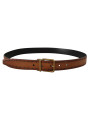 Belts Elegant Brown Leather Belt with Brass Buckle 540,00 € 8059226979302 | Planet-Deluxe