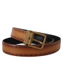 Belts Elegant Brown Leather Belt with Brass Buckle 540,00 € 8059226979302 | Planet-Deluxe