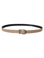 Belts Elegant Beige Leather Belt with Silver Tone Buckle 450,00 € 8052145635953 | Planet-Deluxe