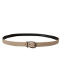 Belts Elegant Beige Leather Belt with Silver Tone Buckle 450,00 € 8052145635953 | Planet-Deluxe