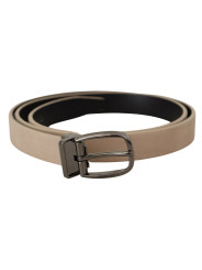 Belts Elegant Beige Leather Belt with Silver Tone Buckle 450,00 € 8052145635953 | Planet-Deluxe