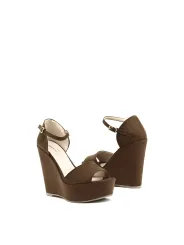 Dunkelbraune Lederkeilpumps Made in Italia