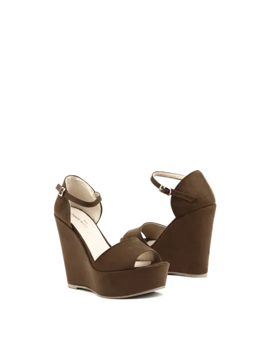 Dunkelbraune Lederkeilpumps Made in Italia