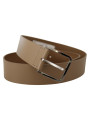 Belts Beige Leather Statement Belt with Silver Buckle 450,00 € 8058301888683 | Planet-Deluxe