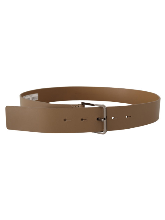 Belts Beige Leather Statement Belt with Silver Buckle 450,00 € 8058301888683 | Planet-Deluxe