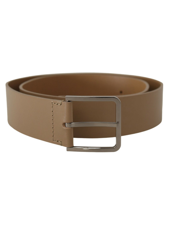 Belts Beige Leather Statement Belt with Silver Buckle 450,00 € 8058301888683 | Planet-Deluxe