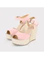 Rosa Keilpumps aus italienischem Leder