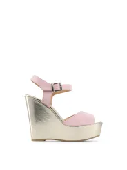 Rosa Metallic Keilpumps Made in Italia