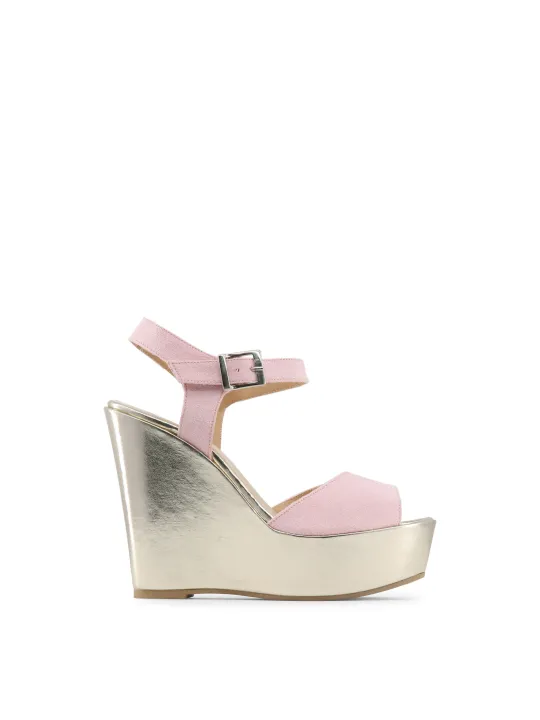 Rosa Metallic Keilpumps Made in Italia