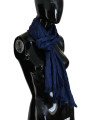 Scarves Elegant Silk Fringe Scarf in Chic Blue 180,00 € 8032990426685 | Planet-Deluxe