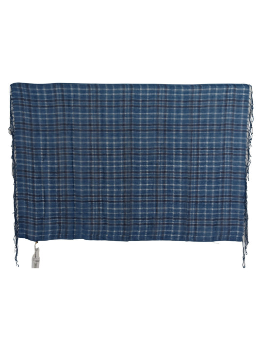 Scarves Chic Linen Fringed Scarf in Blue Checkered 170,00 € 8034166933157 | Planet-Deluxe