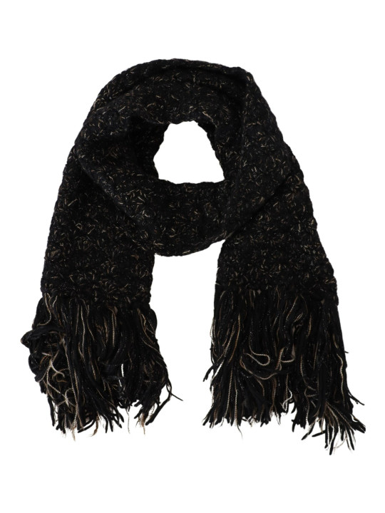 Scarves Elegant Virgin Wool Blend Black Scarf 890,00 € 8057155306305 | Planet-Deluxe