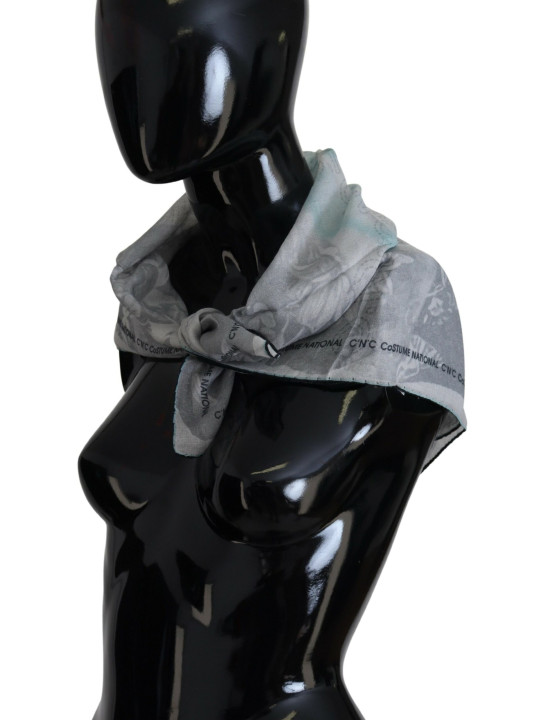 Scarves Elegant Grey Cotton Square Scarf 150,00 € 8032990454091 | Planet-Deluxe