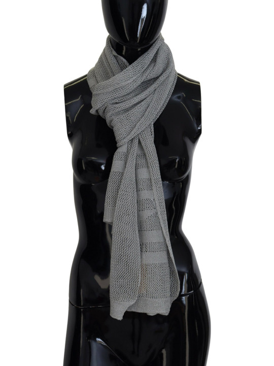 Scarves Elegant Gray Knitted Designer Scarf 170,00 € 7333413004468 | Planet-Deluxe