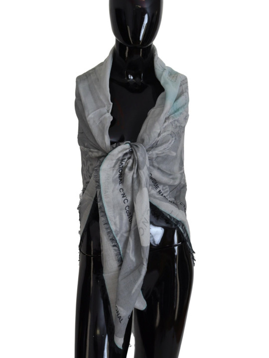 Scarves Chic Designer Grey Scarf with Fringes 150,00 € 7333413003973 | Planet-Deluxe
