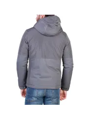 Graue wasserdichte Herrenjacke mit Kapuze