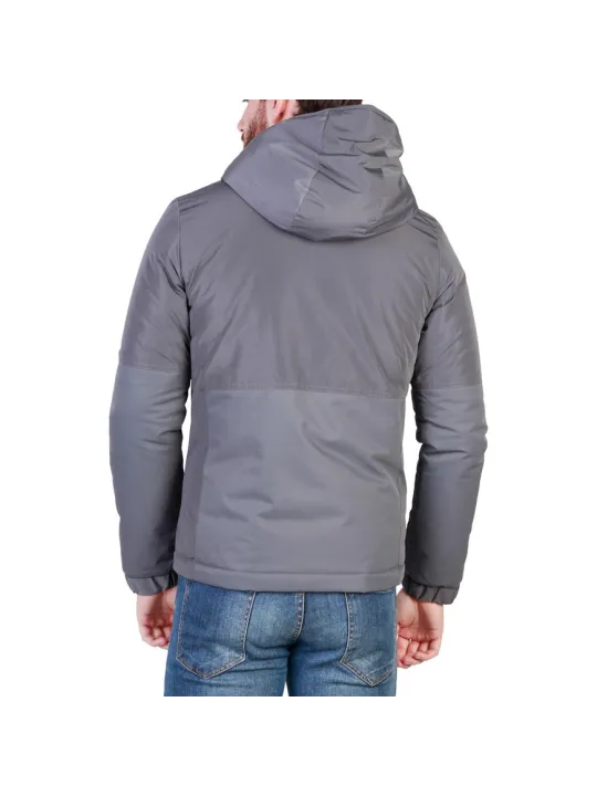 Graue wasserdichte Herrenjacke mit Kapuze