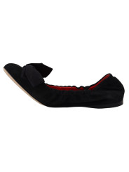 Flat Shoes Elegant Black Suede Ballet Flats 630,00 € 8058349067484 | Planet-Deluxe