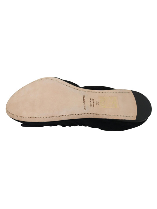 Flat Shoes Elegant Black Suede Ballet Flats 630,00 € 8058349067484 | Planet-Deluxe