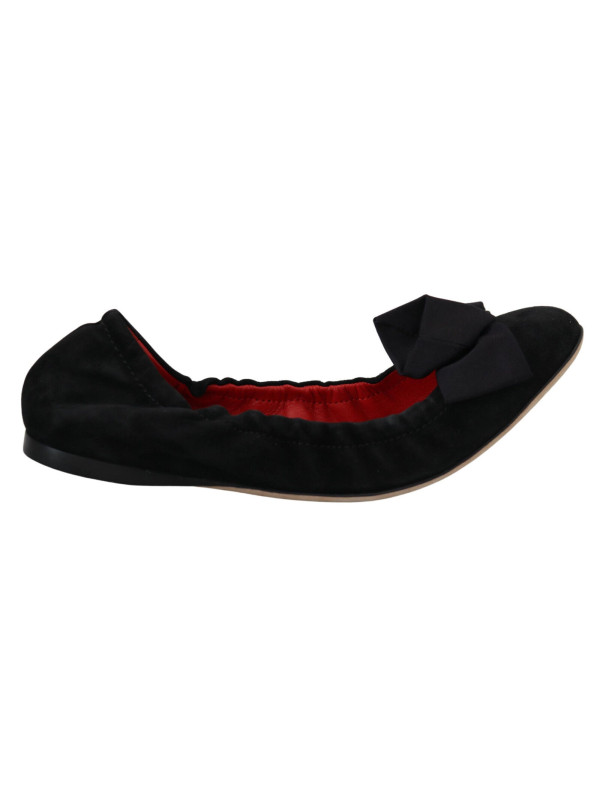 Flat Shoes Elegant Black Suede Ballet Flats 630,00 € 8058349067484 | Planet-Deluxe