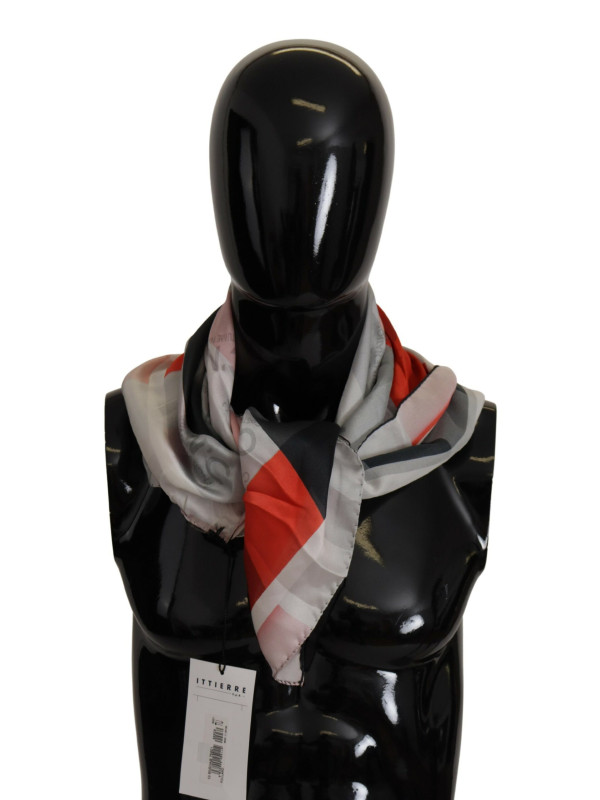 Scarves Elegant Silk Scarf in Gray Red Checkered 140,00 € 8032990454114 | Planet-Deluxe