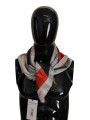 Scarves Elegant Silk Scarf in Gray Red Checkered 140,00 € 8032990454114 | Planet-Deluxe