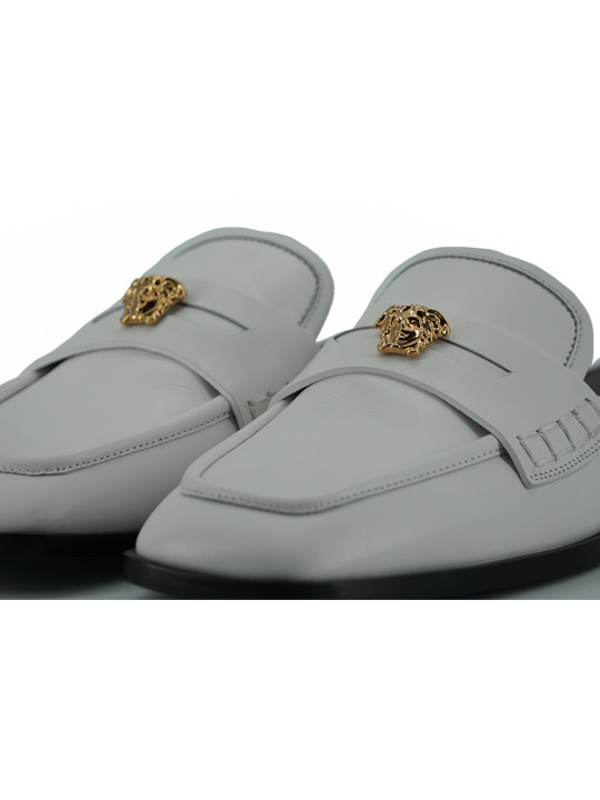 Flat Shoes Elegant White Leather Flat Slides 790,00 € 8052045810245 | Planet-Deluxe