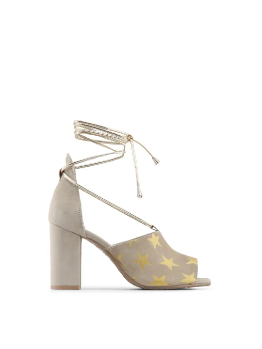 Taupe braune italienische Sandalette mit Absatz