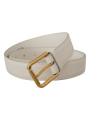 Belts Chic White Leather Belt with Gold Engraved Buckle 460,00 € 8058301888263 | Planet-Deluxe