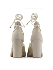 Taupe Wildleder High-Heel Sternsandalen