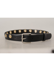 Belts Chic Black Leather Belt with Engraved Buckle 550,00 € 8058301888294 | Planet-Deluxe