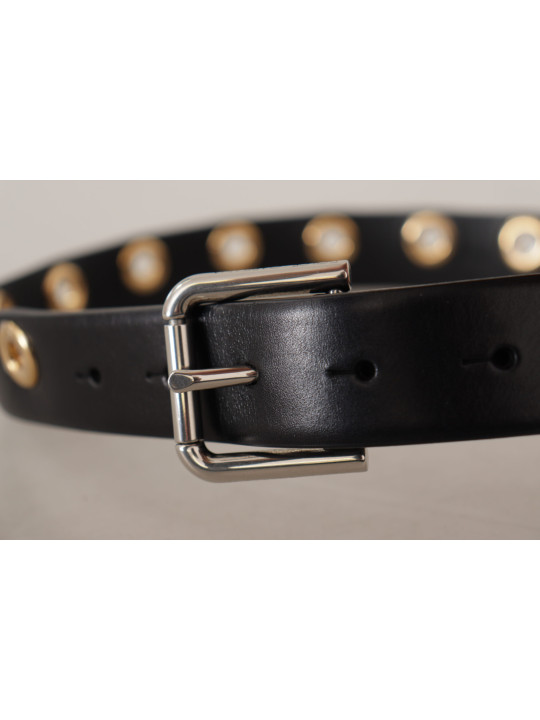 Belts Chic Black Leather Belt with Engraved Buckle 550,00 € 8058301888294 | Planet-Deluxe